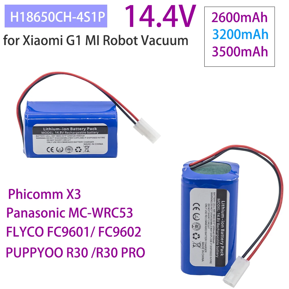 14.4V/4S1P 2600mAh/3200mAh 18650 Li-ion Battery for Xiaomi G1 MI Robot Vacuum-Mop Essential MJSTG1 Robot Vacuum Cleaner Battery