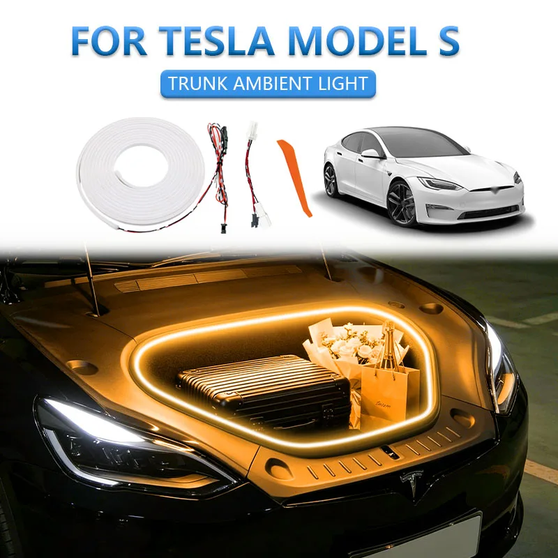 FOR TESLA MODEL Y X S Trunk Light Modification Light Atmosphere Lights White Warm White Frunk Trunk LED Light Bar