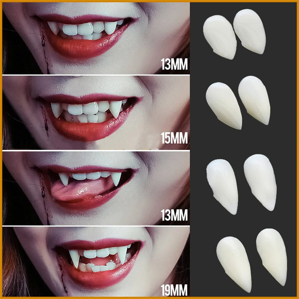 

1 Pair Halloween Vampire Teeth Fangs Dentures Prop Party Costume DIY Cosplay Props Fake Teeth Resin Fangs Zombie Masquerade Prop