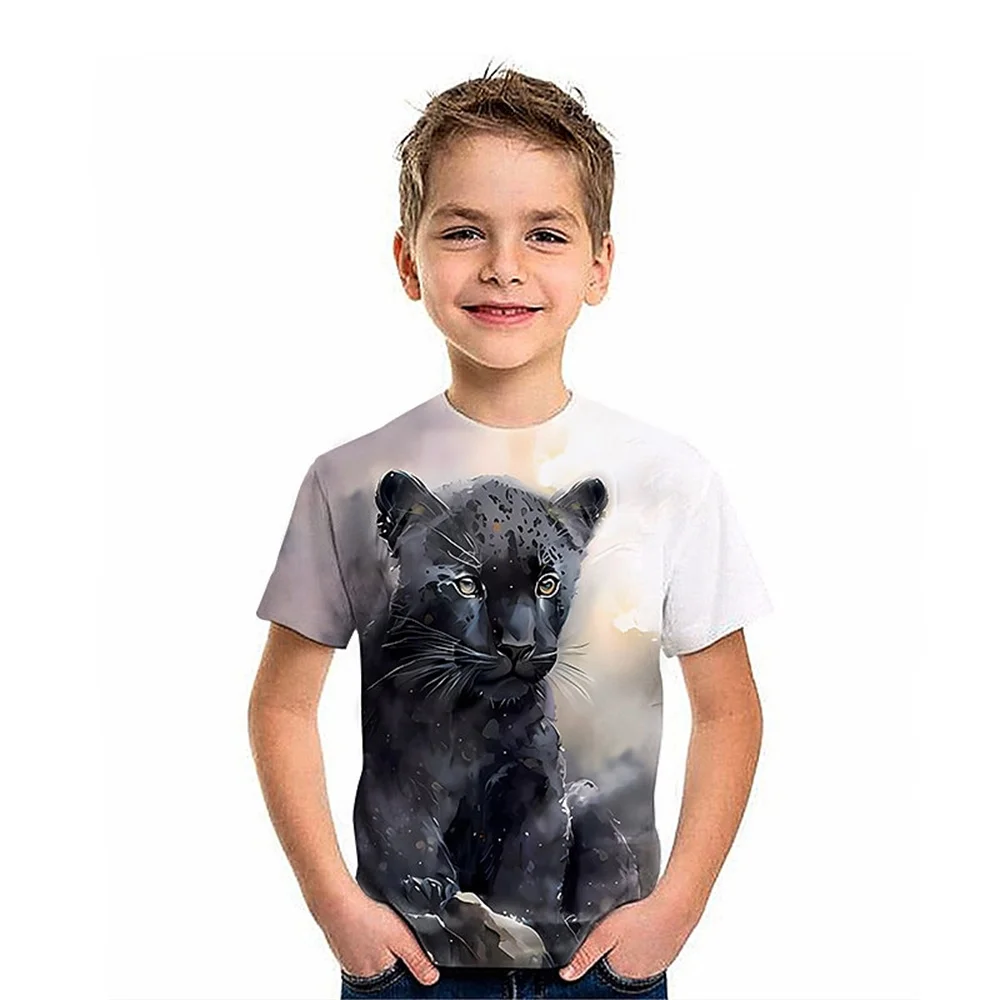 2025 New Retro Animal Leopard 3d Print Boy T Shirts Kids T Shirt For Boys Short Sleeve Top Tee Boy Clothes Summer