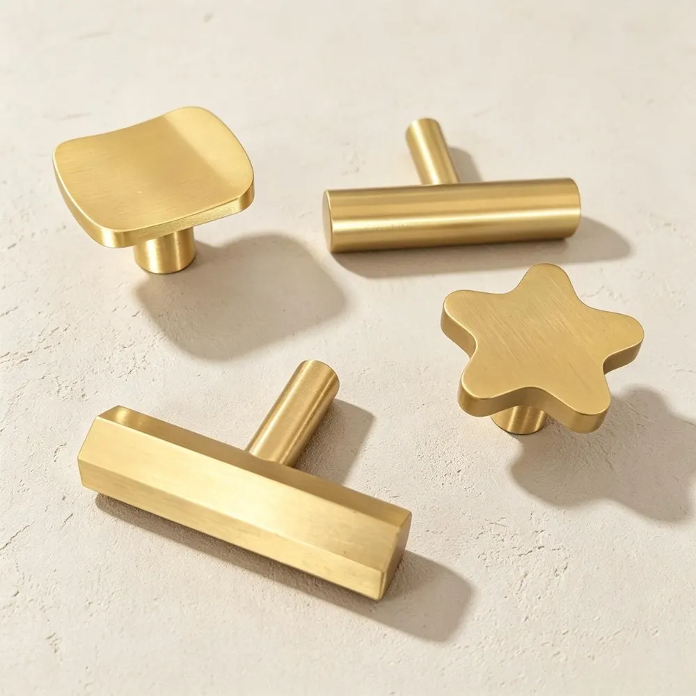 Brushed Brass Knobs Gold Color for Kitchen Cabinet Drawer Dresser Cupboard Wardrobe Pulls Home Decor Hardware 1Pack