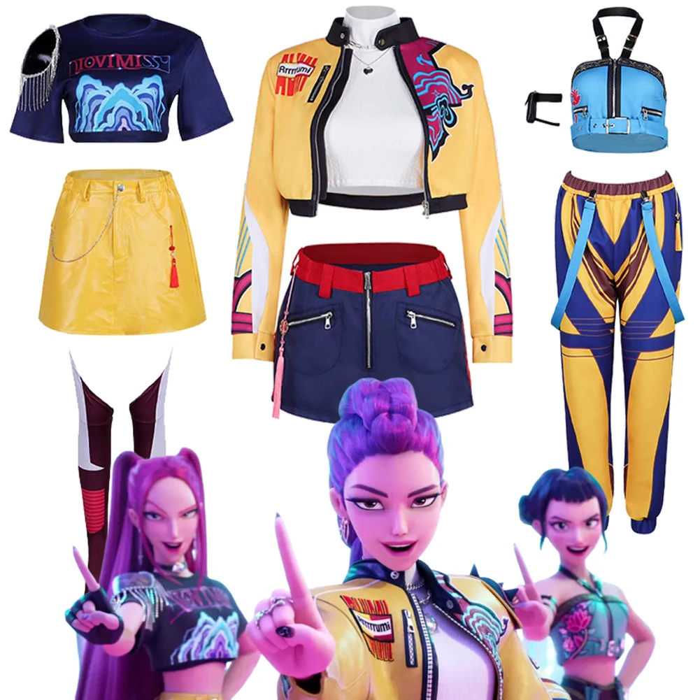 

2025 Cartoon Demon Hunter of KPop Cosplay Rumi Zoey Mira Kid Top Pants Cloth Halloween Carnival Suits Roleplay Costume Outfits
