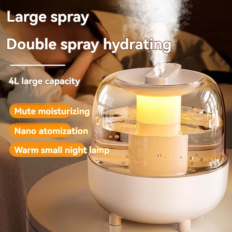 USB Plug in High Capacity Humidifier Dual spray Home Dormitory Mute Aromatherapy Bedroom Desktop Atmosphere Lamp