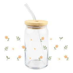 16oz UV DTF Transfer Stickers Flower Cup Wraps Sticker Design Waterproof Tumbler Wrap Transfers Decals Wholesale