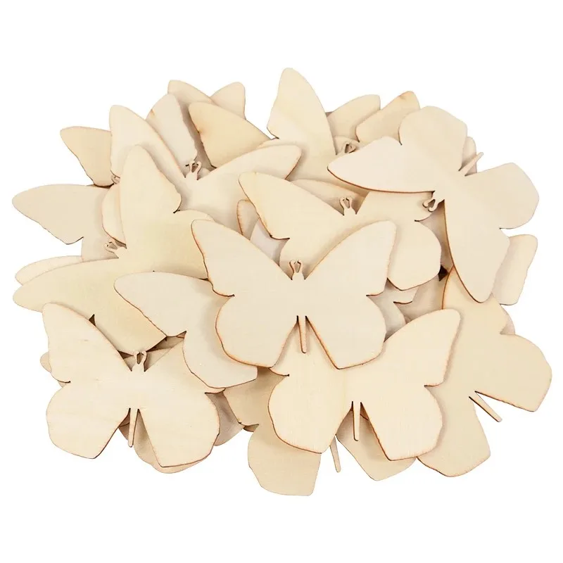 

24pcs Unfinished Wooden Butterfly Blank Slice Kids Painting Toy Easter Home Decoration Wedding Birthday Party Gift DIY Crafts
