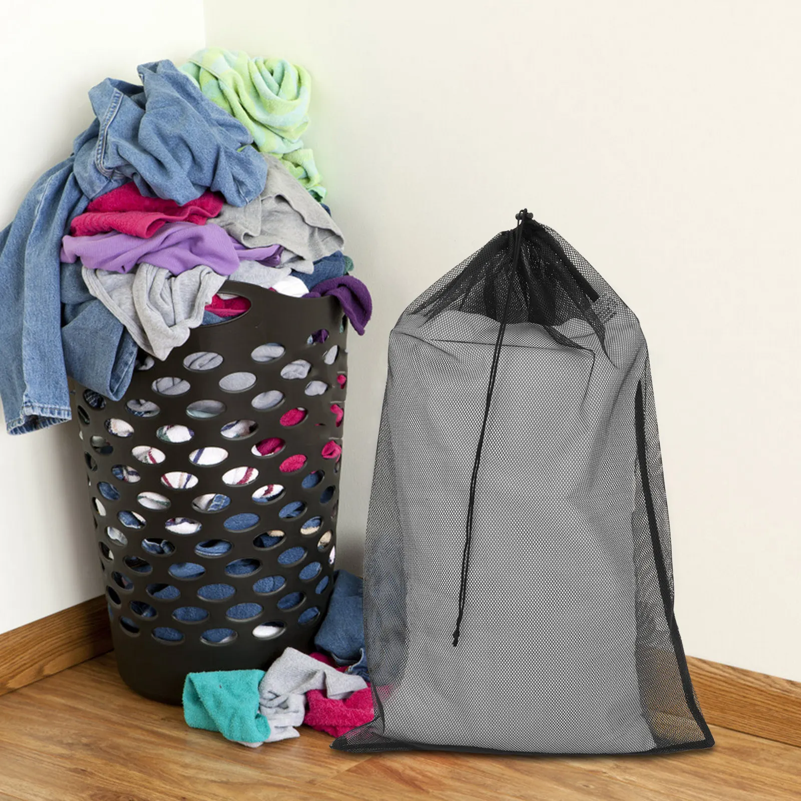 4Pcs Extra Large Mesh Drawstring Laundry Bags Heavy Duty Polyester Washing Machine Garment Bags for Quilts Bed Sheets Clothes