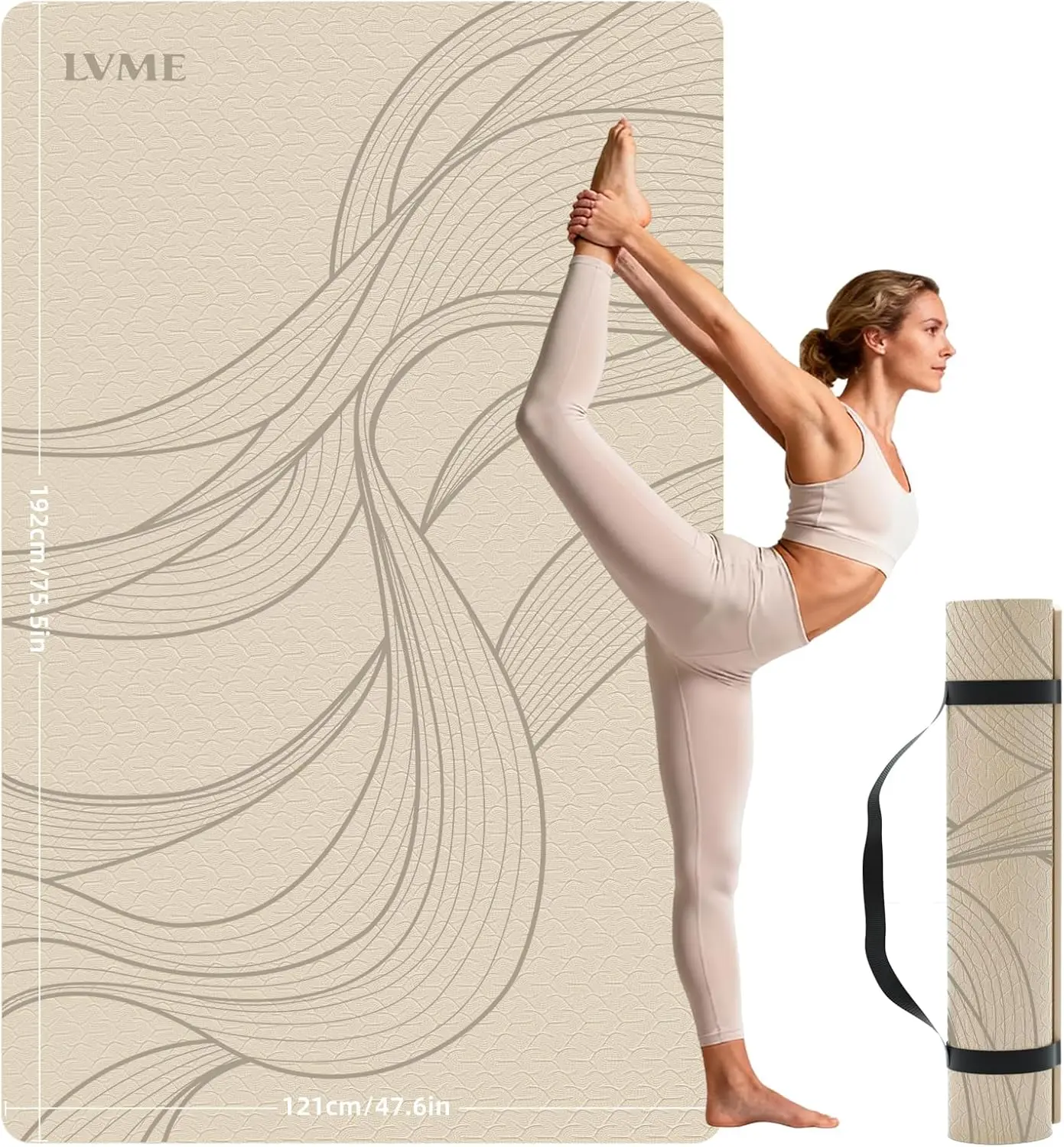 

Extra Large Yoga Mat 75.5x47.6x0.4in Non Slip Exercise Mat 10mm Thick TPE for Home Workouts