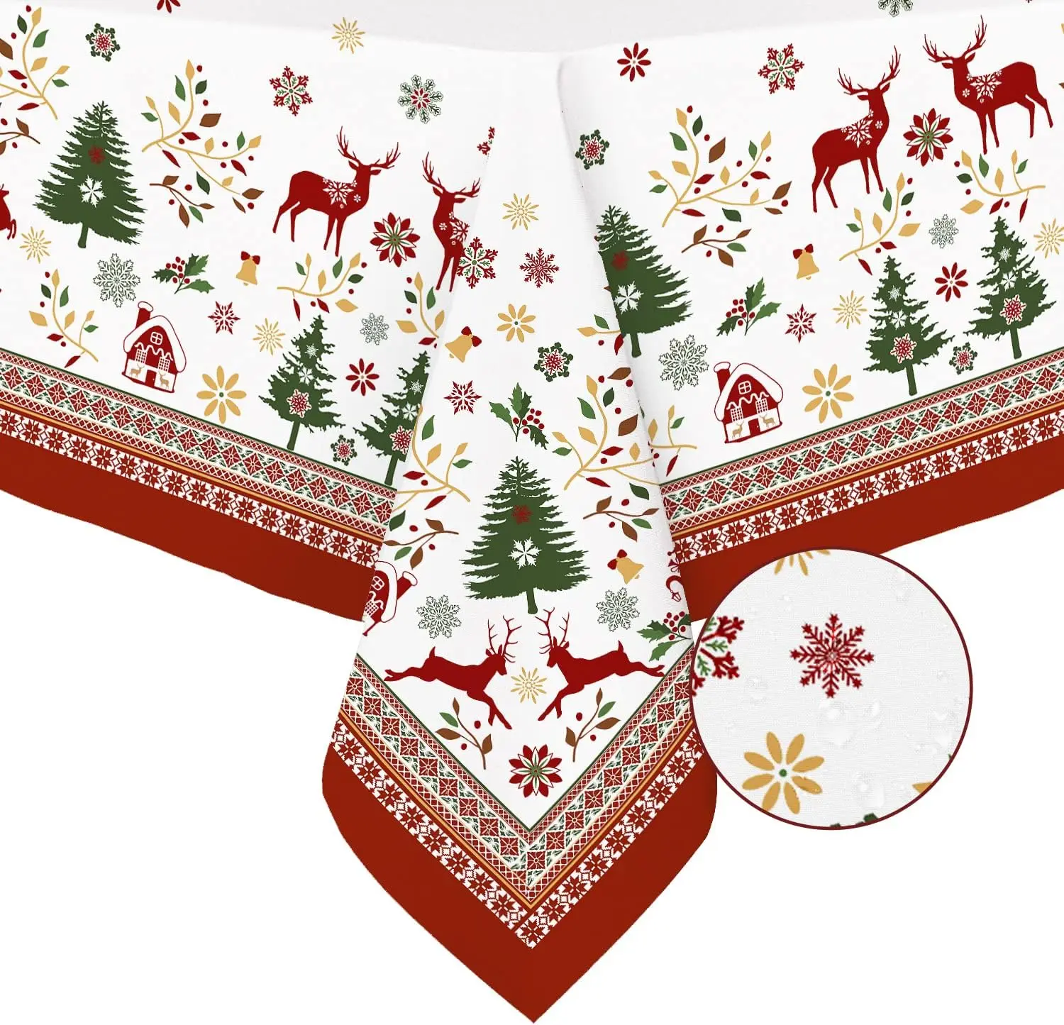 عيد الميلاد الشتاء ندفة الثلج مفرش المائدة عطلة ديكور للطاولات شجرة عيد الميلاد مقاوم للماء مستطيل مفارش طاولة زينة نافيداد