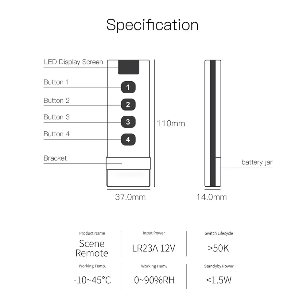 Tuya Zigbee-ワイヤレスシーンスイッチ,リモートコントロール,ポータブル自動化シナリオ,Alexa, Google, 4キー