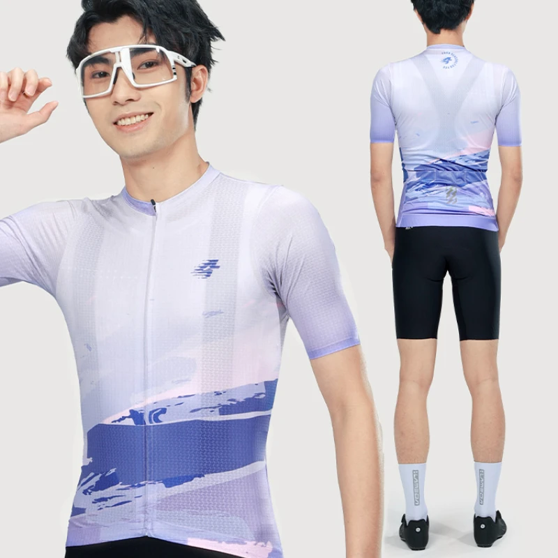 lameda Men's cycling shirt jacquard fabric Cycling jersey Breathable cycling clothes for men quick-drying Men's cycling jersey