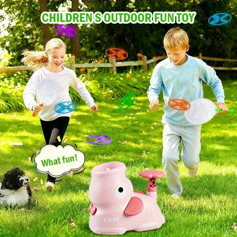 

Kids Flying Disc Launcher Toy, Outdoor Pop-Up Flying Saucer Game, Backyard Catching Game for Boys & Girls
