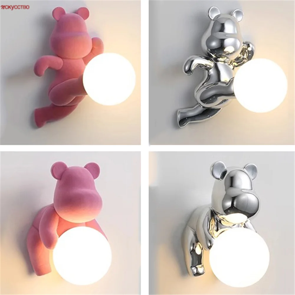 

Children Resin Bear Cartoon Led Wall Lamp G9 For Baby Bedroom Bedside Corridor Aisle Sconces Home Deco Stair Night Light Fixture