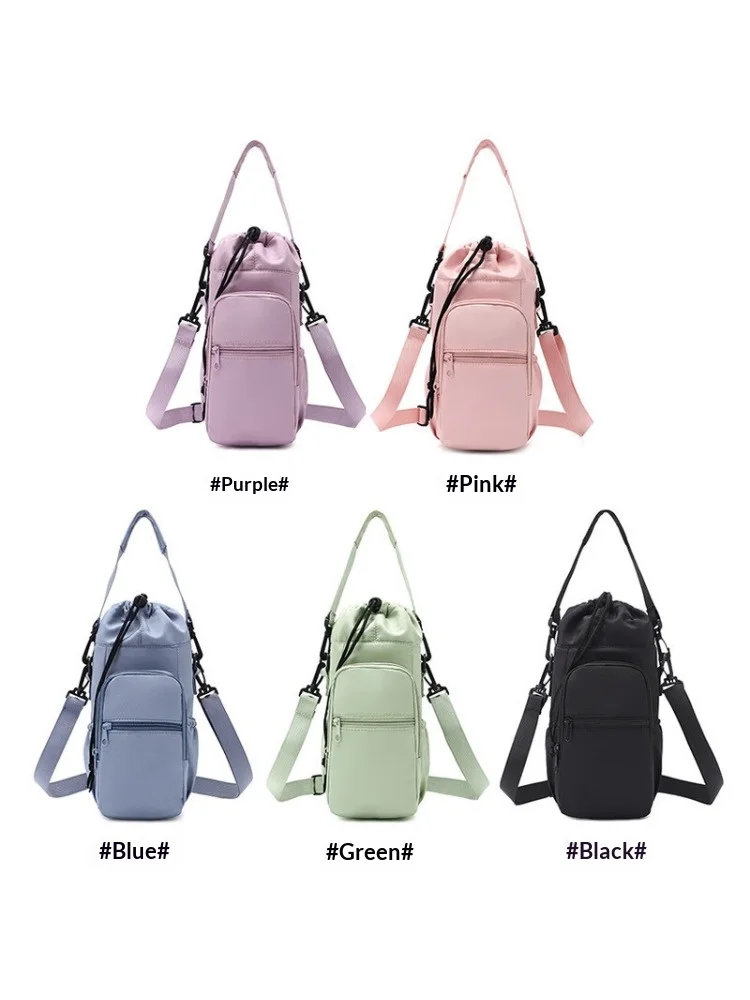 Portable Water Bottle Bag Lightweight Adjustable Strap Mugs Insulated Shoulder Pouch for Outdoor Travel Hiking Sports Men Women