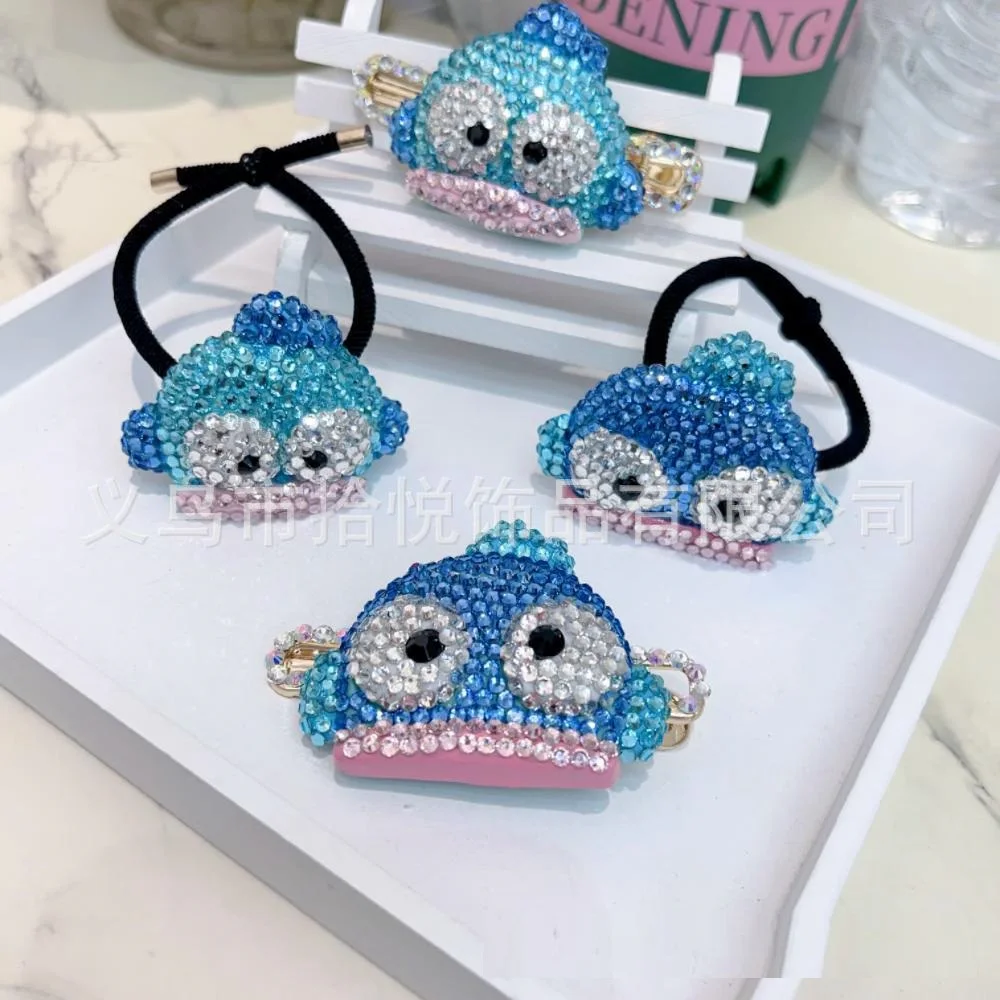 Clownfish Rhinestones Hairpin Issue Card Girl New Child Cartoon Cute Kawaii Full of Diamonds Hair Tie Hair Rope Tie Your Hair