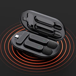 Wireless Lavalier Microphone with Charging Box Audio Video Noise Cancel Record Plug-and-Play Mic for IOS Android