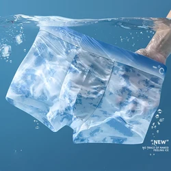 1Pcs Boxer Shorts Men's Ice Silk Underwear Male Underpants Breathable Sexy Thin Panties U Convex Lingerie Wholesale Lots L-6XL