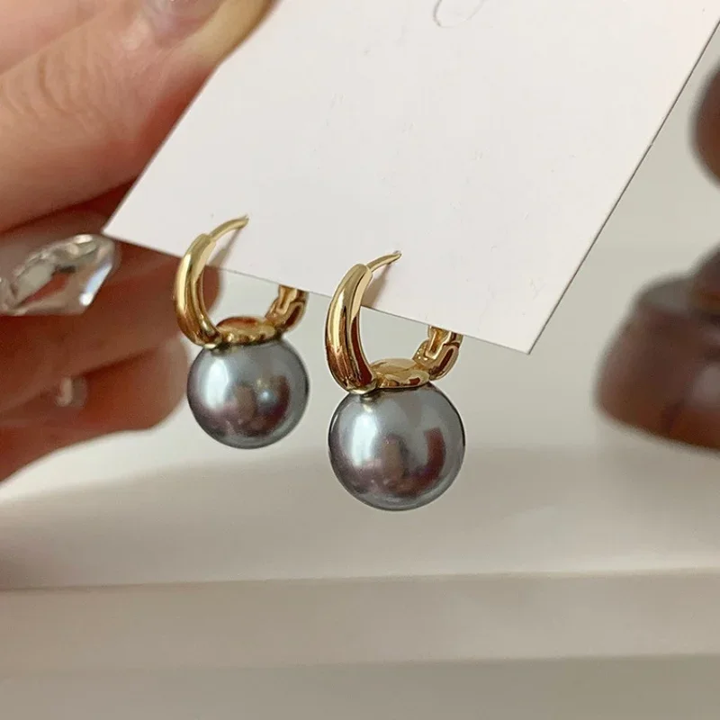 1Pair New Simple Pearl Studs Hoop Earrings For Women Fashion Geometric Circular Temperament Earrings Wedding Party Jewelry Gift image 5