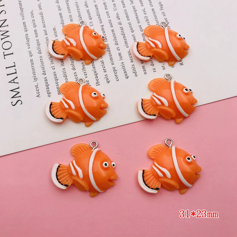10pcs Resin Flatback Kawaii Animal Fish Charm Hot Selling Pendant for Keychain, Jewelry, Earring, Scrapbooking, DIY, Necklace