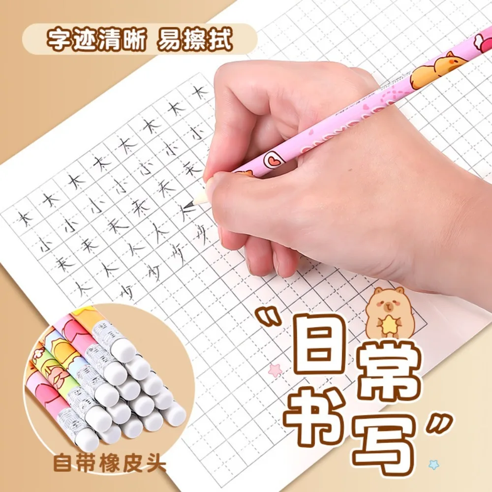 Stationery Drawing Pencils, Anime‑themed Panda, Dinosaur, Kapibara HB Pencils, 12‑Piece Boxed High‑Appearance Kids' Pencils