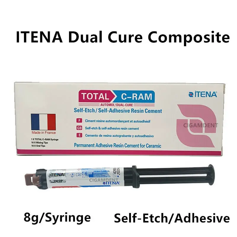 ITENA Total C-RAM Dental Resin Cement Permanent Adhesive Crown Veneer Self-Etch for metal,all ceramic, zirconium Dental