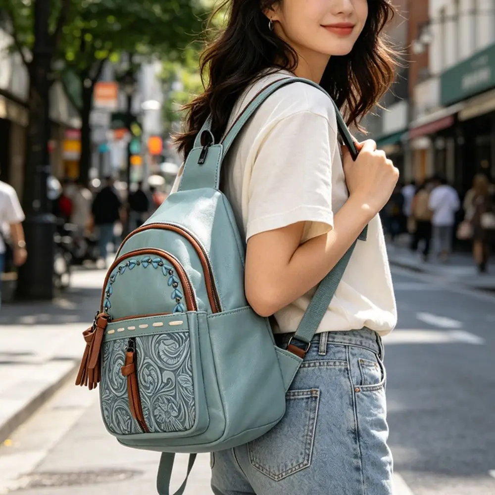 2-Way Wear Convertible Backpack Purse Adjustable Shoulder Straps Zipper Closure Sling Backpack Print Pattern Zipper Backpack