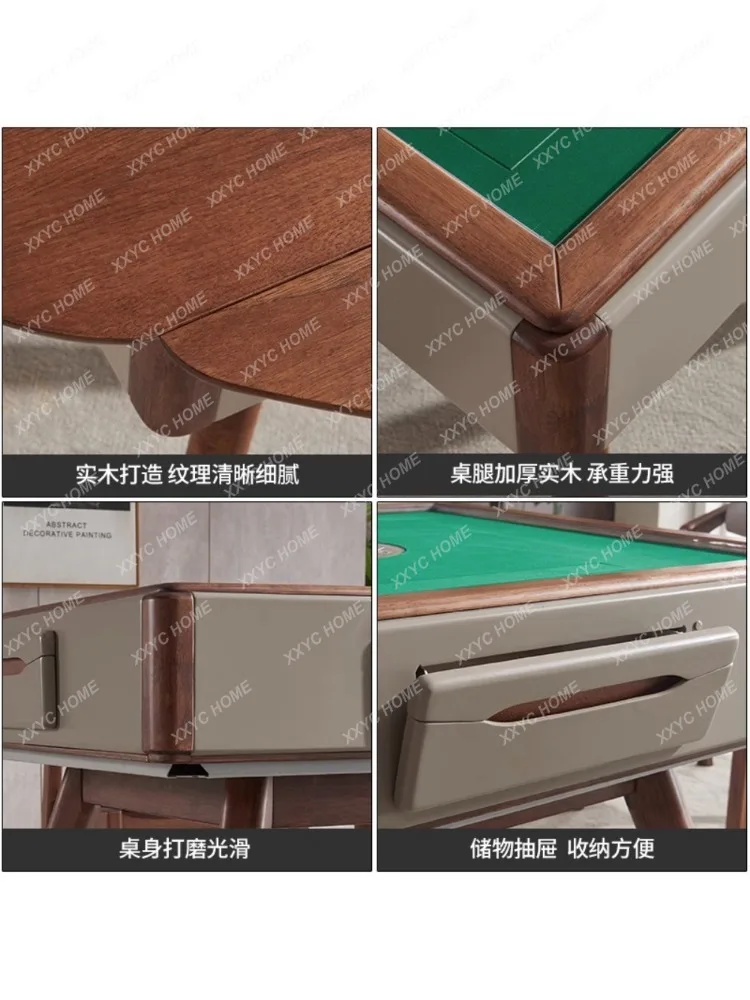 round Solid Wood Dual-Use Automatic Household Dual-Use Integrated Mahjong Machine Mute Simple Dining Table