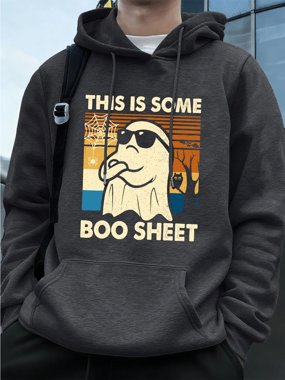 هذا هو بعض بو ورقة مطبوعة رجالي البلوز الشتاء جيب هوديس الشارع الصوف الدافئة فضفاض البلوفرات ملابس رجالية عادية