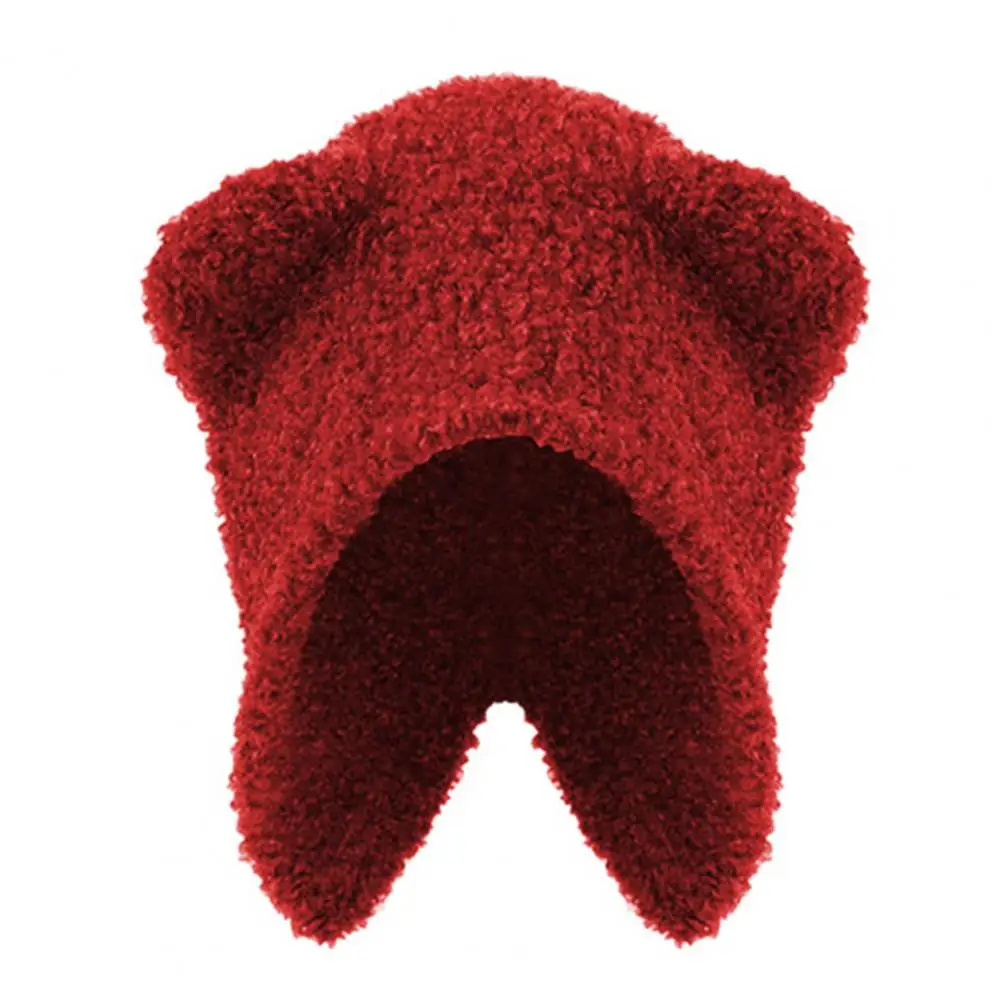 Cotton Bear Ear Head Wrap Exquisite Bear Ear Hat Stylish Bear Ear Knit Hat for Women Warm Comfortable Cute Winter Ear Protection