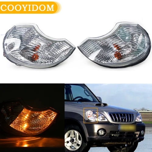 Faro con bombilla, indicador de luz de esquina delantera para Hyundai Terracan 2001 2002 2003 2004 2005 2006, lámpara de señal de giro de luz ancha