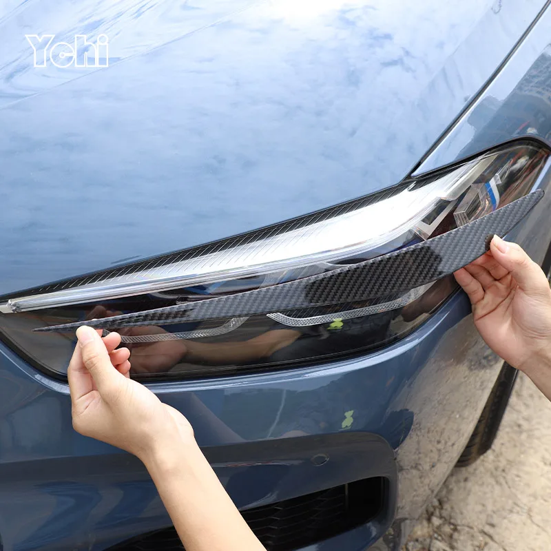 

Soft Carbon Fiber For BMW 8 Series G14 G15 G16 2019-2022 Car Headlight Lower Eyebrow Trim Protection Sticker Car Accessories