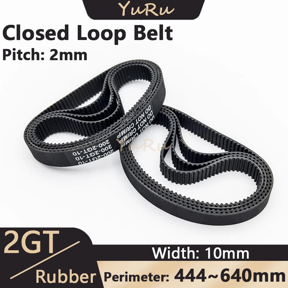 

2GT 2MGT Rubber Belt 10mm Closed Loop Width Perimeter 444 450 500 550 600 610 640mm GT2 Timing Synchronous Belt