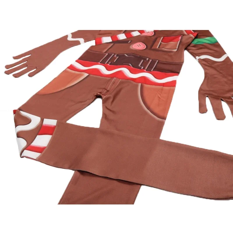 Combinaisons de bonhomme en pain d'épice pour enfants, peau de jeu, cosplay, anime garçon, fête de carnaval, costume d'Halloween, robe de paupières, déguisement, vêtements