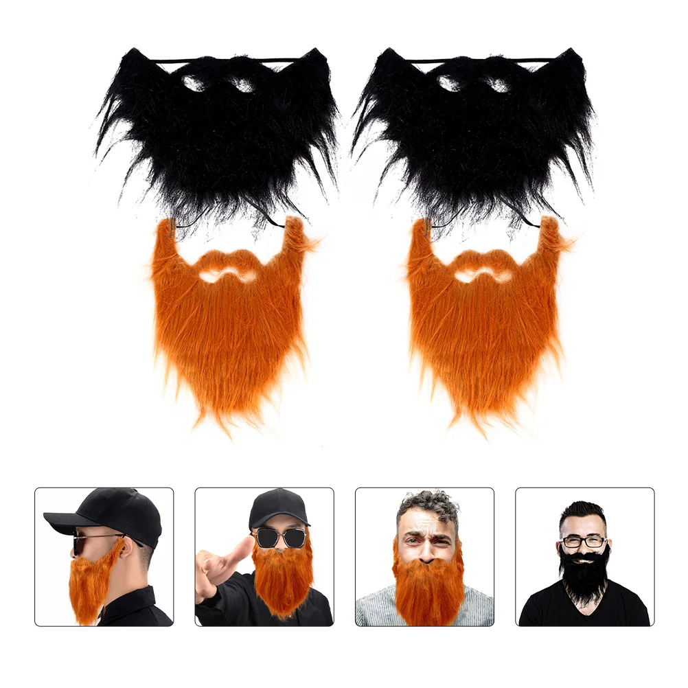 4PCS Halloween Christmas Party Fake Beard Cosplay Props Facial Whiskers Party False Beard Fake Mustache