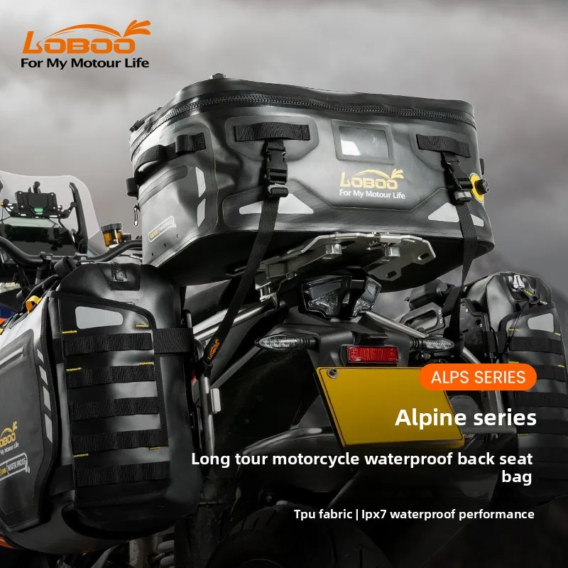 

LOBOO мотоциклетная сумка на заднее сиденье, водонепроницаемая сумка серии ALPS, светоотражающий ремень, герметичная молния, ТПУ, снаряжение для верховой езды, мотоциклетная сумка