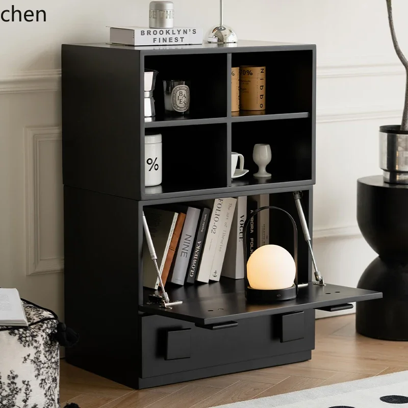 

HT simple card door cabinet small apartment living room combination bookcase floor storage lattice cabinet