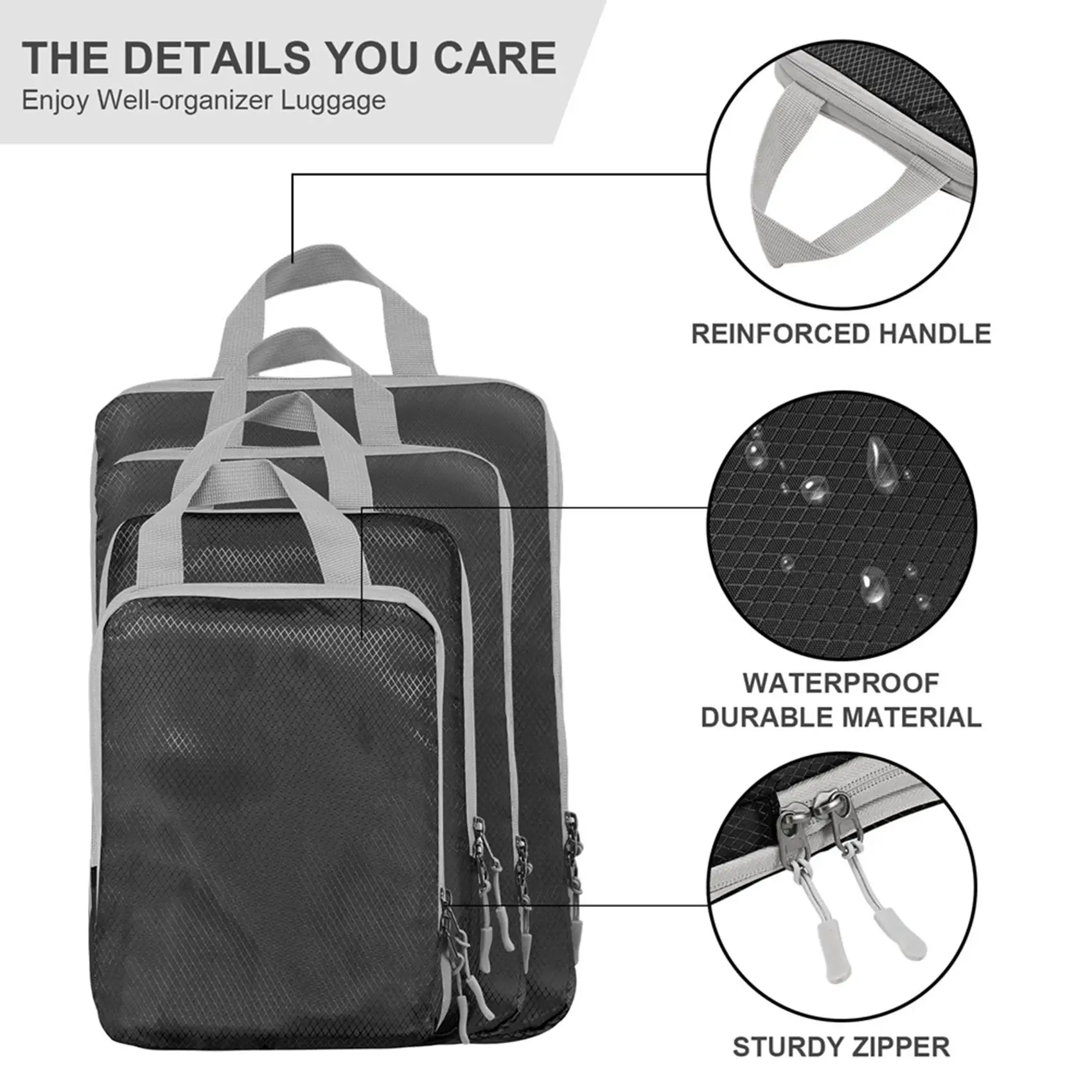 

B28C-Compression Packing-Cubes,8 Set Ultralight Packing-Cubes For Carry On Suitcase,Travel Packing For Suitcase Organizer Bag
