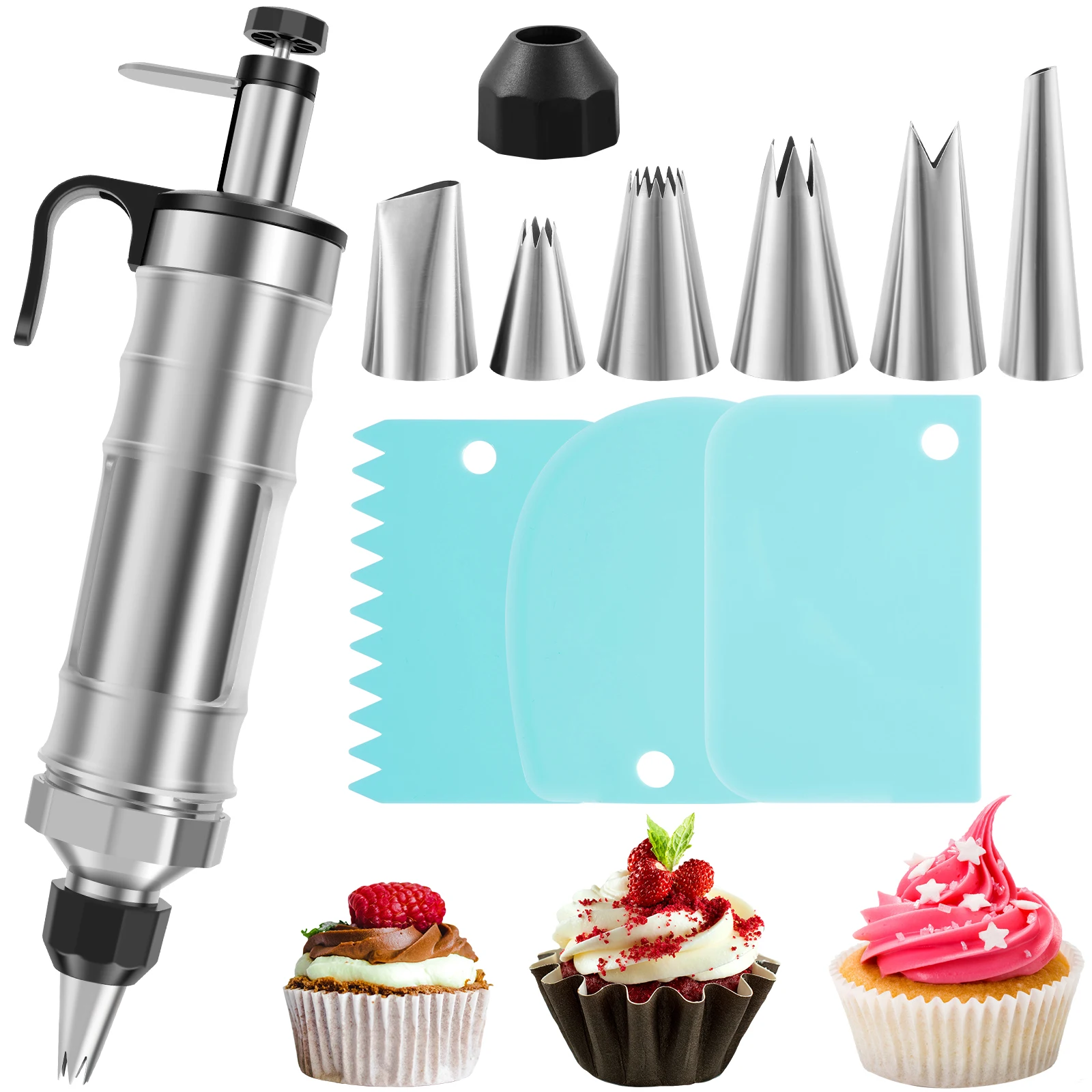 Cake Decorating Piping Syringe DIY Cupcake Decorating Nozzle Frosting Making for DessertDessert Cookies Cream Filling Injector