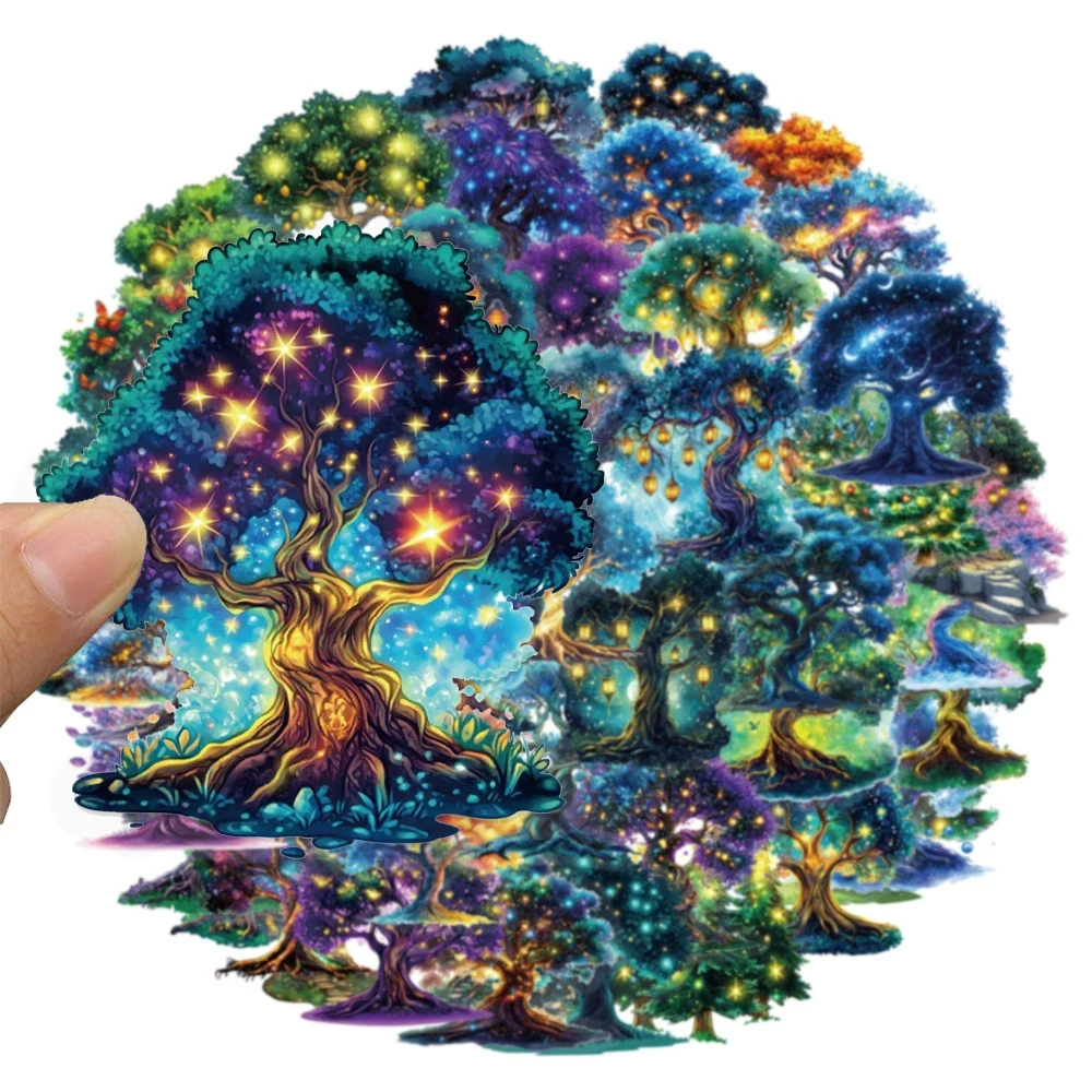 10/30/50 pçs transparente dos desenhos animados árvore mágica adesivos criativos decalques estéticos para papelaria telefone guitarra pet decoração adesivo