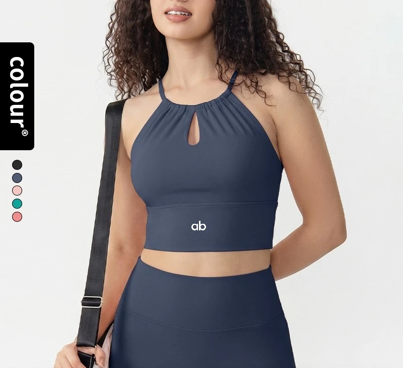 Women Thin Strap Backless Sports Bra Built-in Pad Shockproof Push Up Yoga Vest Outerwear Workout Tank Top
