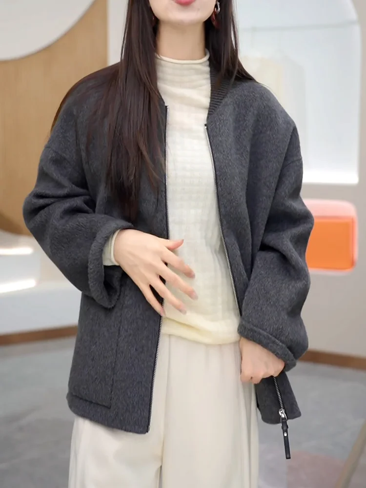 

Faionable Loose ey Long Sve Outerwear for Women Autumn New Arrival Versatile Casual Sle Korean Version plus Size Jaet