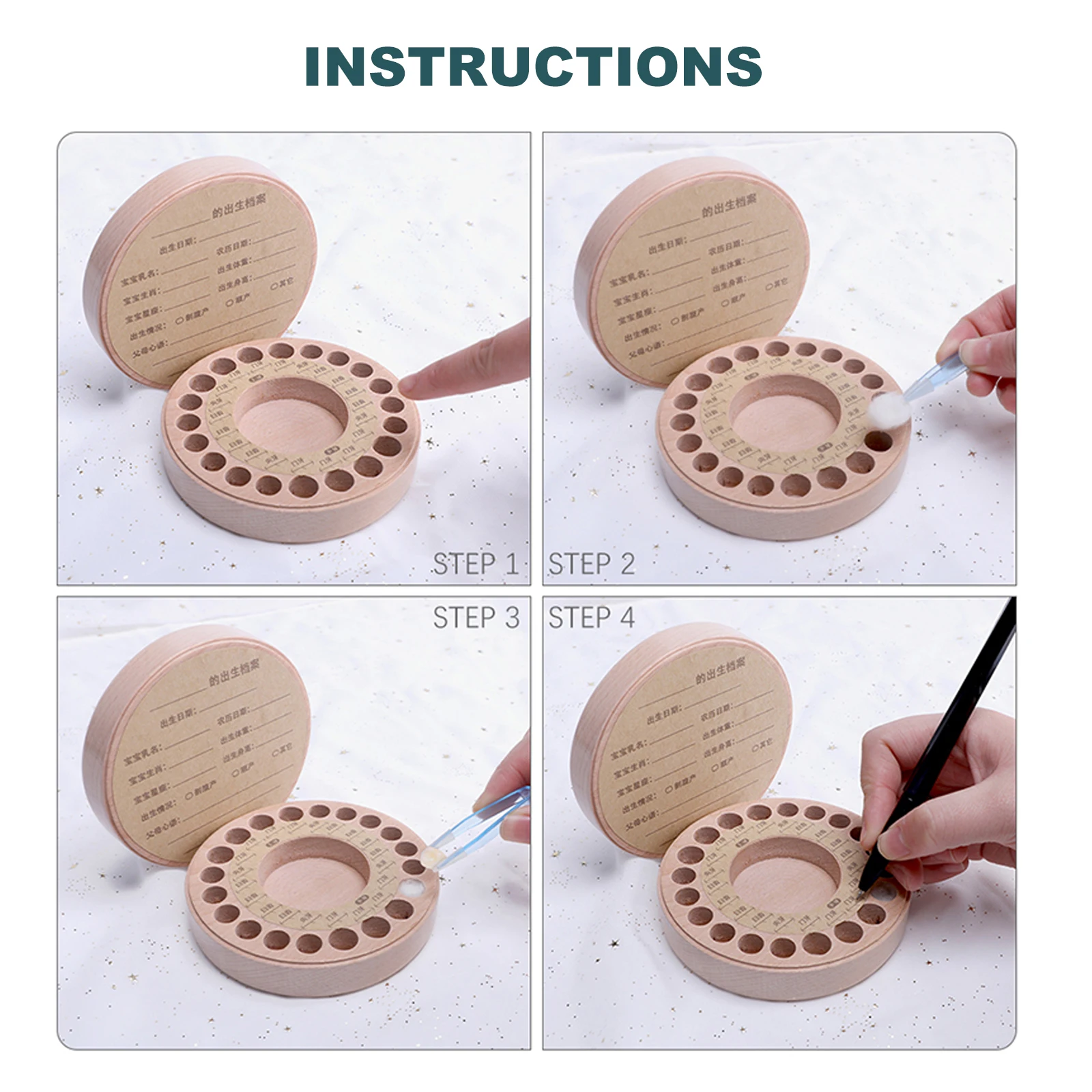 

Wooden Baby Teeth Box Infant Memorial Case for Storing Teeth Lanugo Hair Cute Gift for Baby Shower Storage