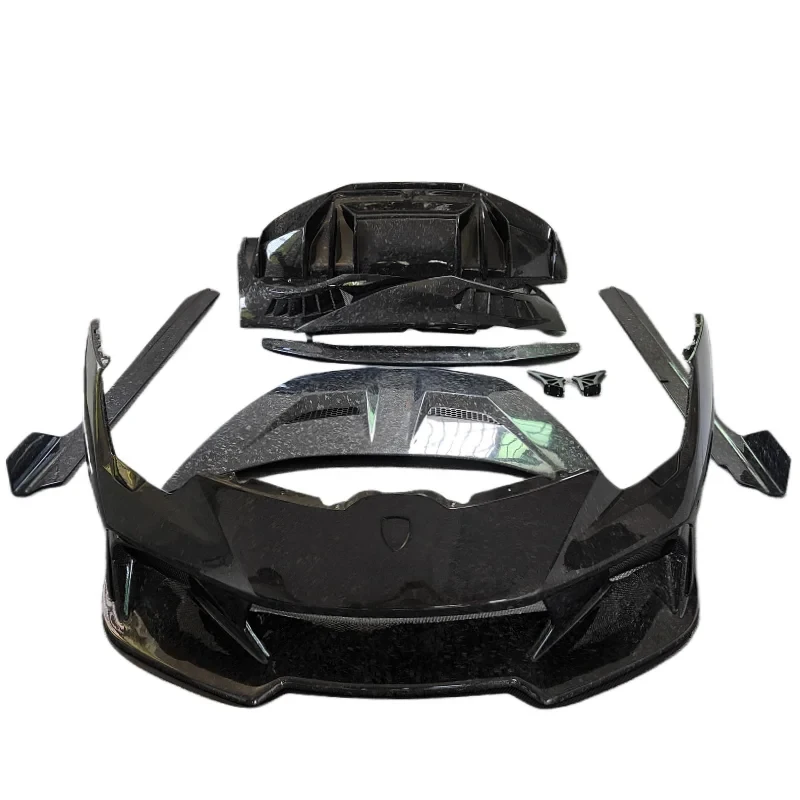 Hot selling V-style Carbon Fiber Forged Pattern Front Fenders Side Skirts Rear Spoiler Engine Hood