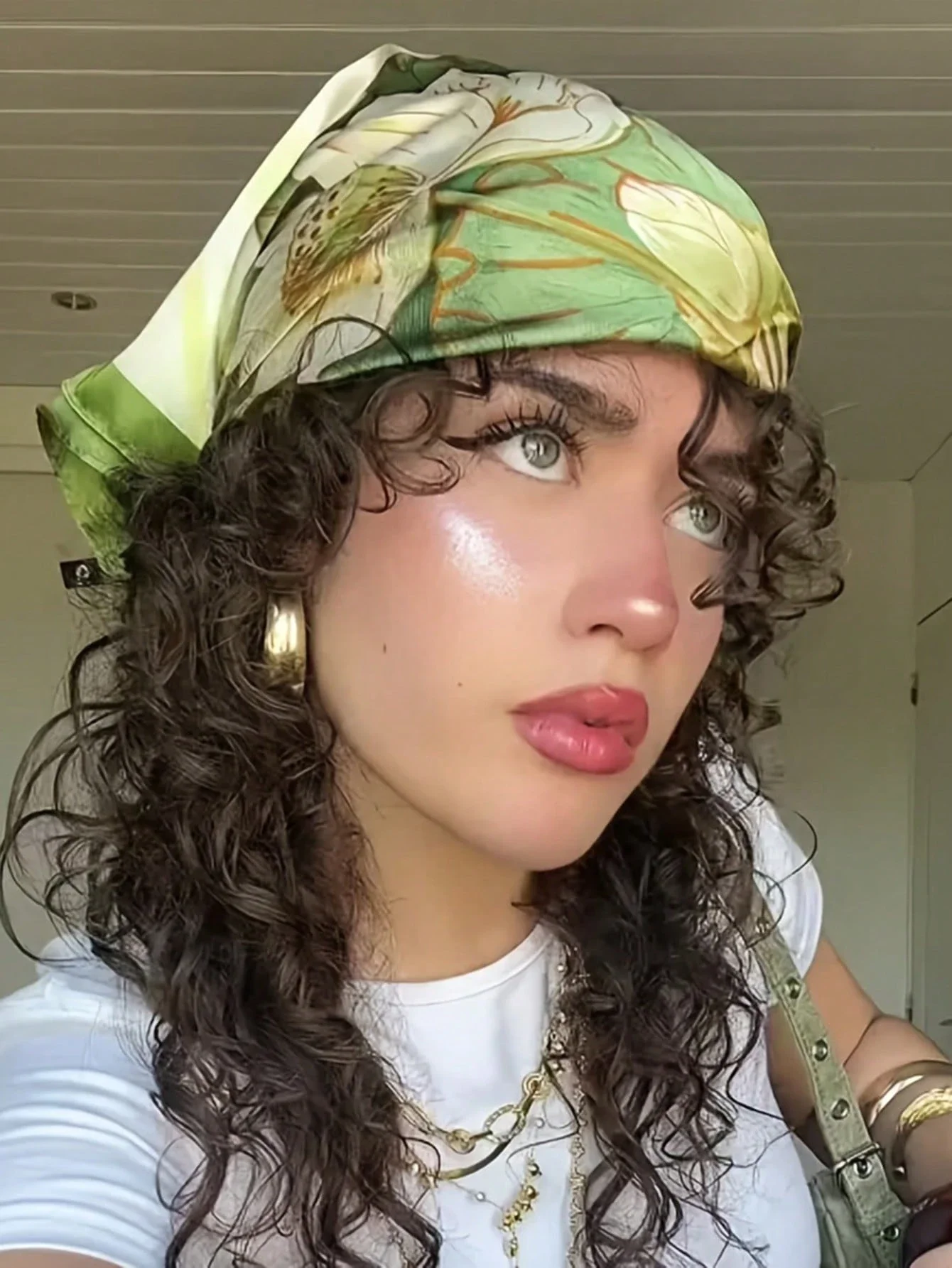 

Fashion Women Floral Print Satin Feel Square Scarf Headscarf 70cm Spring Autumn Beach Travel Casual