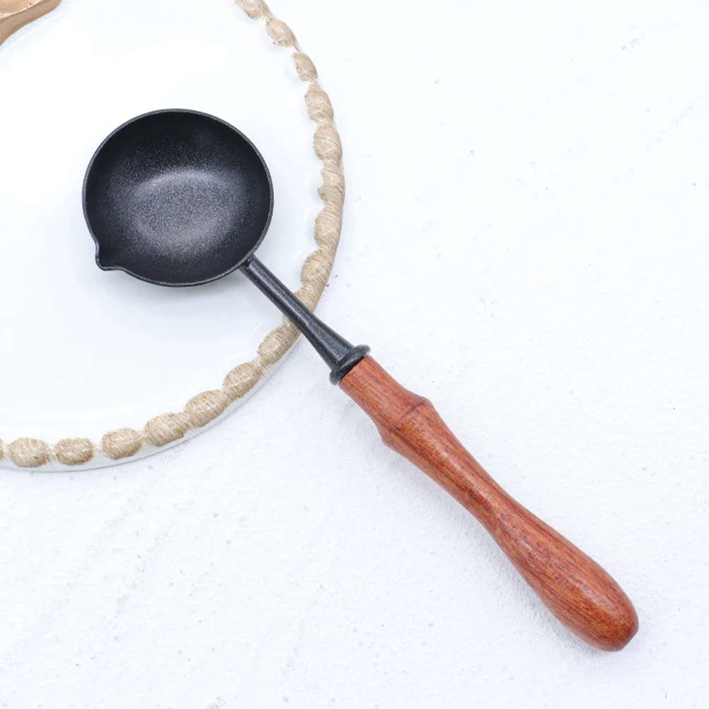 Wax Seal Scoop Portable Wax Melting Spoon Wooden Handle Antirust Durable Easy Clean for Envelopes Invitations Gifts Sealing