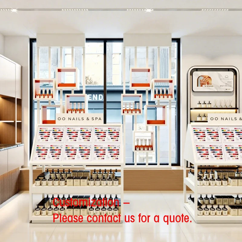 

custom.Custom Salon Display Rack Hair and Beauty Products with Shelving and Retail Display Design