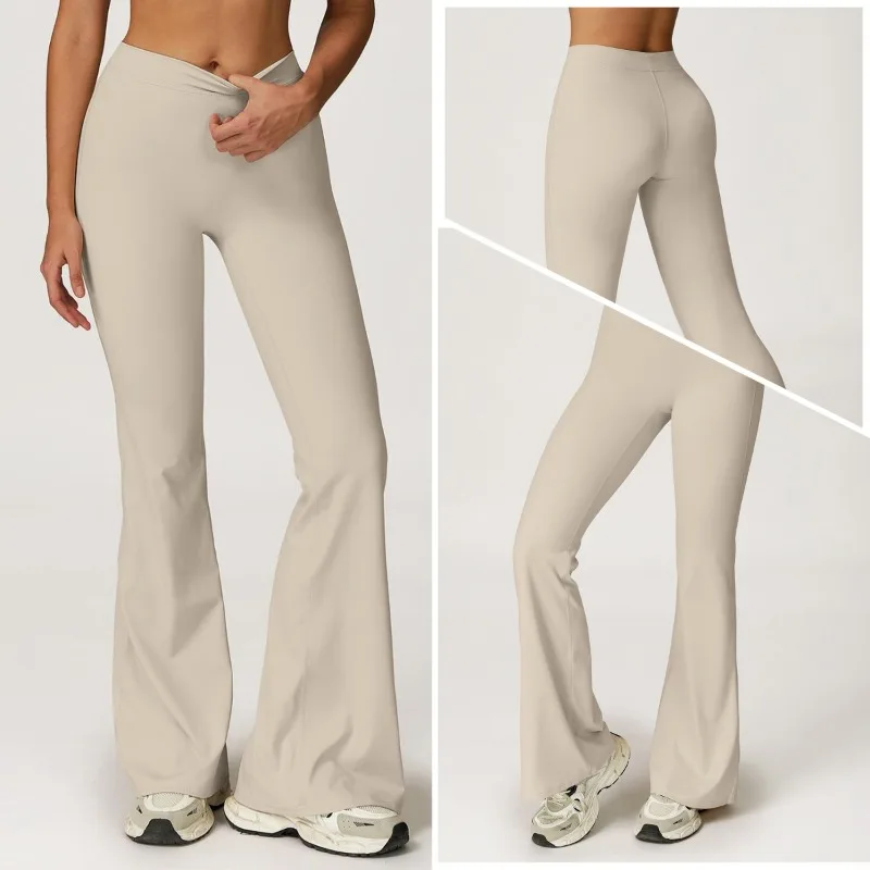 

Women's Brushed Yoga Pants with High Waist Tight Fit Wide Legs Slimming Effect Flared Pants Outdoor Sports Running Fitness Pants