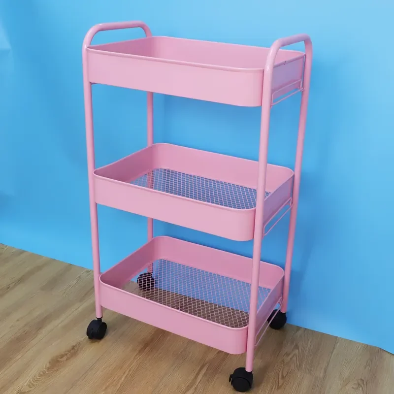 New 3-Tier Metal Rolling Cart Large Capacity Wheels Storage for Eyelash Extension Shelves
