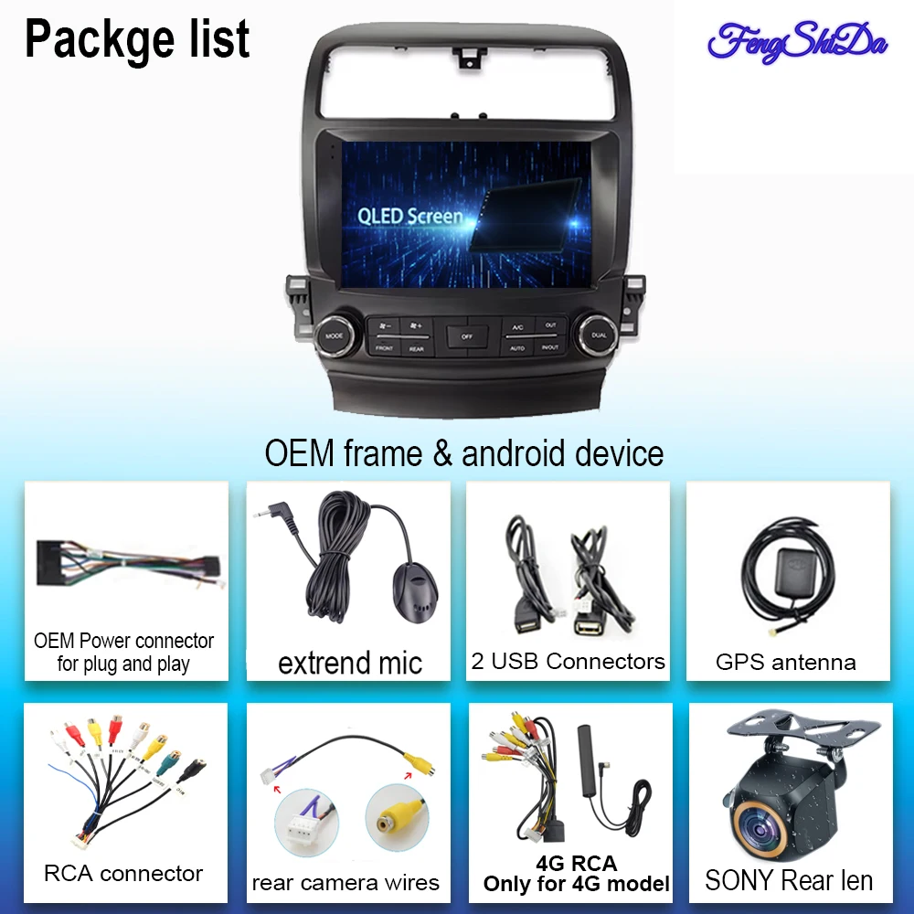 Android 15 Carplay For Honda accord acura TsX 2004 - 2008 Intelligent System Android Auto Car Multimedia Player Bluetooth GPS 4G
