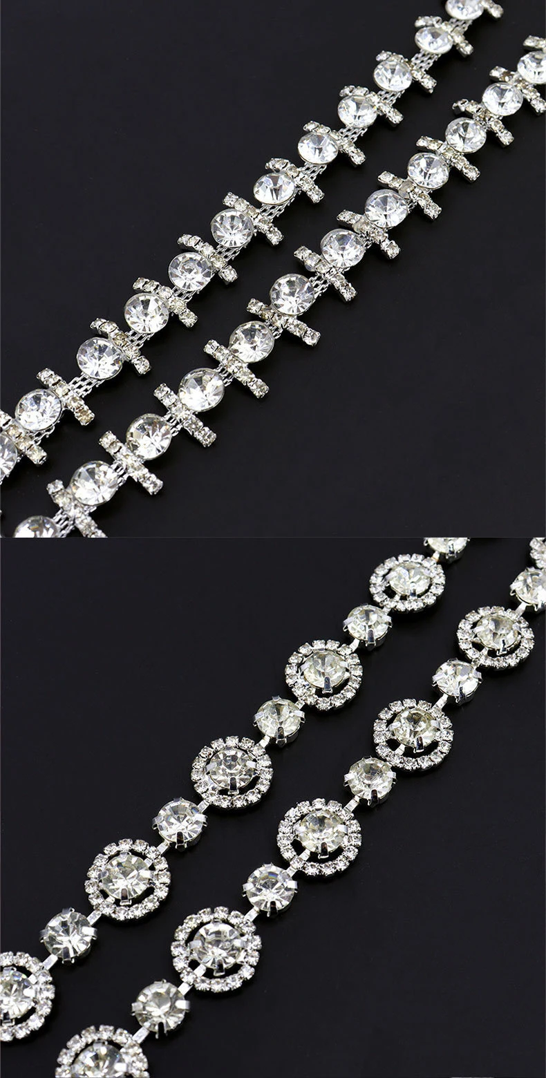 10 Yards Strass Kette Diamant Trim Fransen Kristall Tasche Hut Zubehör DIY Hochzeit Dekoration Geschenk Unregelmäßige Strass Band – Detail 2