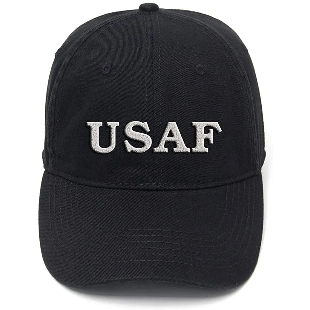 Lyprerazy Amry USAF Washed Cotton Adjustable Men Women Unisex Hip Hop Cool Flock Printing Baseball Cap